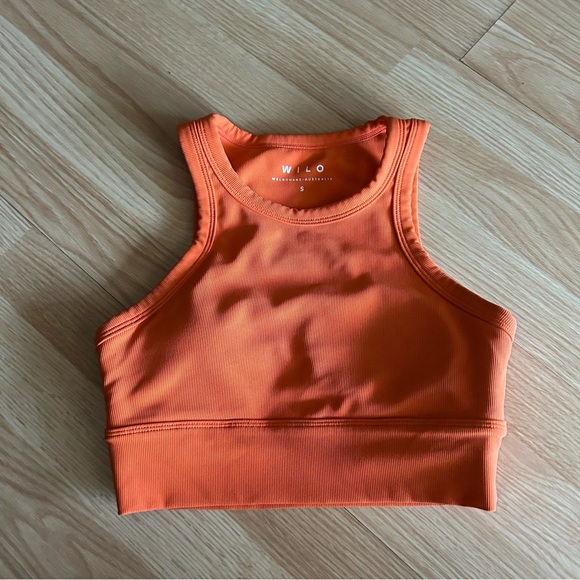 Wilo The Label Orange Ribbed Longline Active Sports Tank Small - Picture 1 of 6